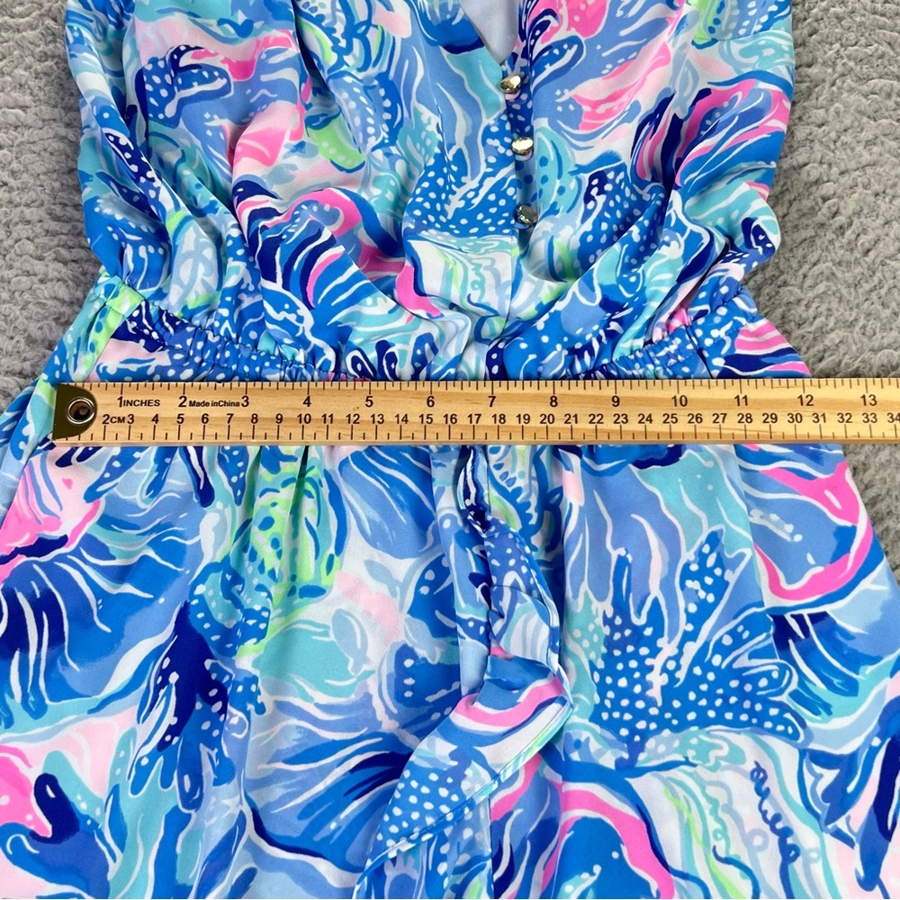 Lilly Pulitzer Dress Womens Small Blue Mareena Maxi Ruffle Blouson Ocean Party - Picture 9 of 12